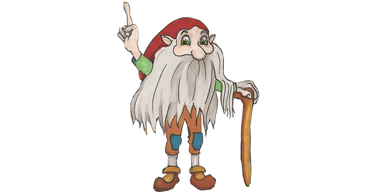 En illustrerad bild av en tomtegubbe
