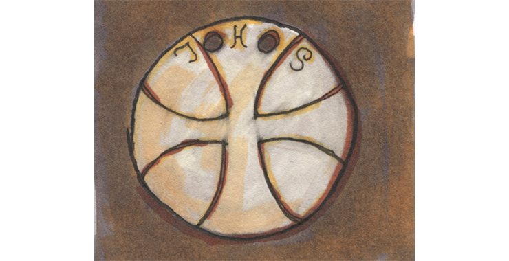 En illustrerad bild av ett kors i en rund cirkel