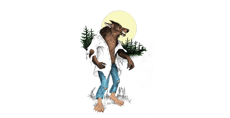 En illustrerad bild av en varulv