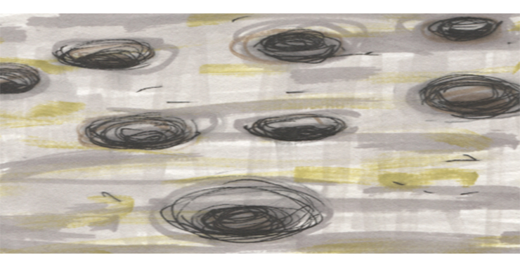 En illustrerad bild av hålor i marken