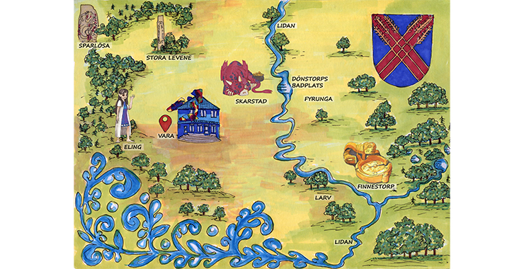 En illustrerad karta över Vara