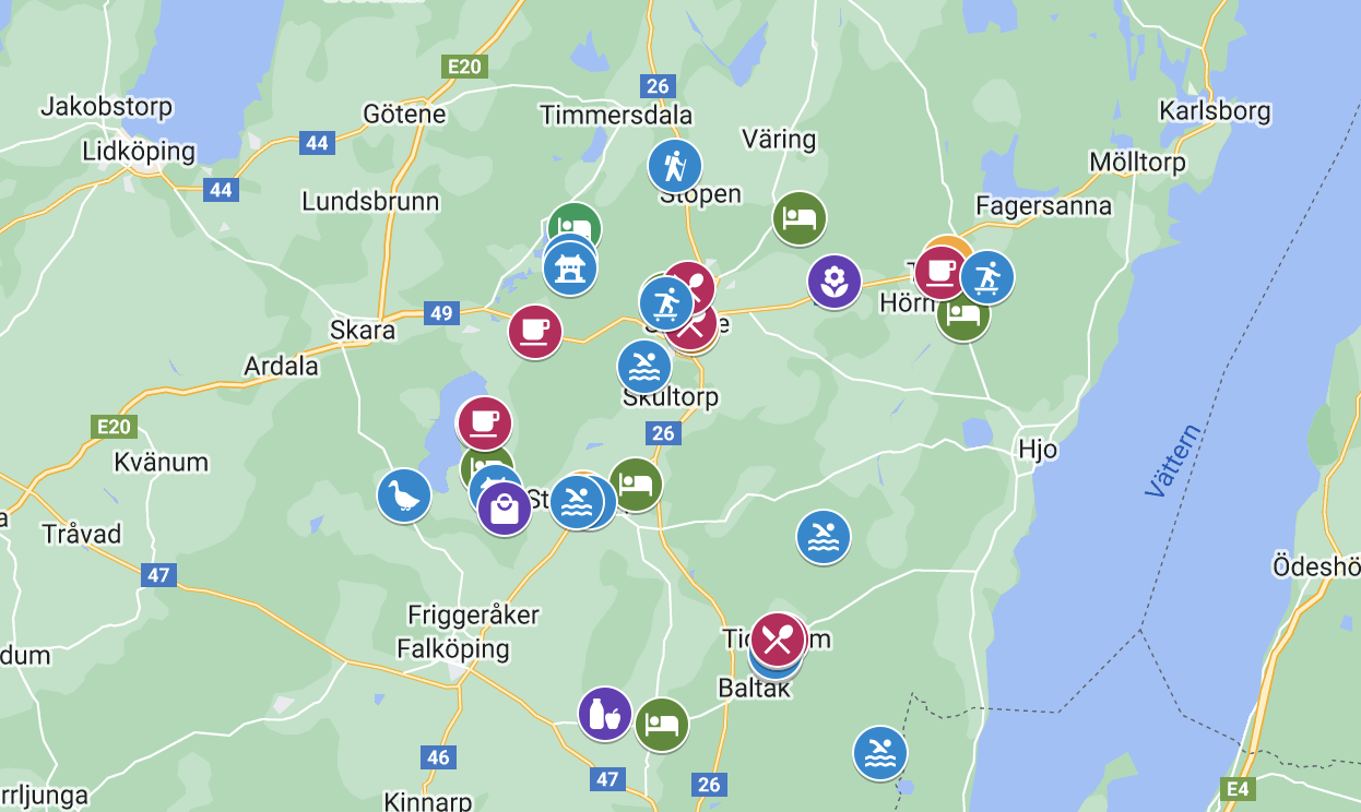 Karta roadtrip Familjeresan i Skaraborg