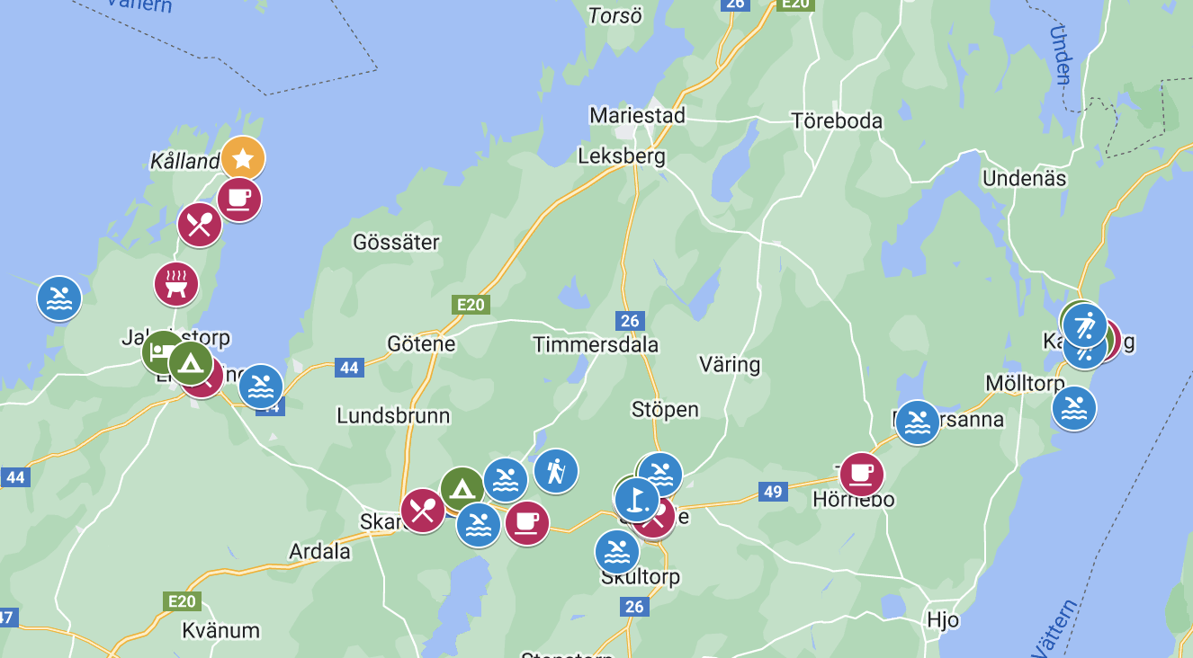 Karta roadtrip Familjeresan i Skaraborg