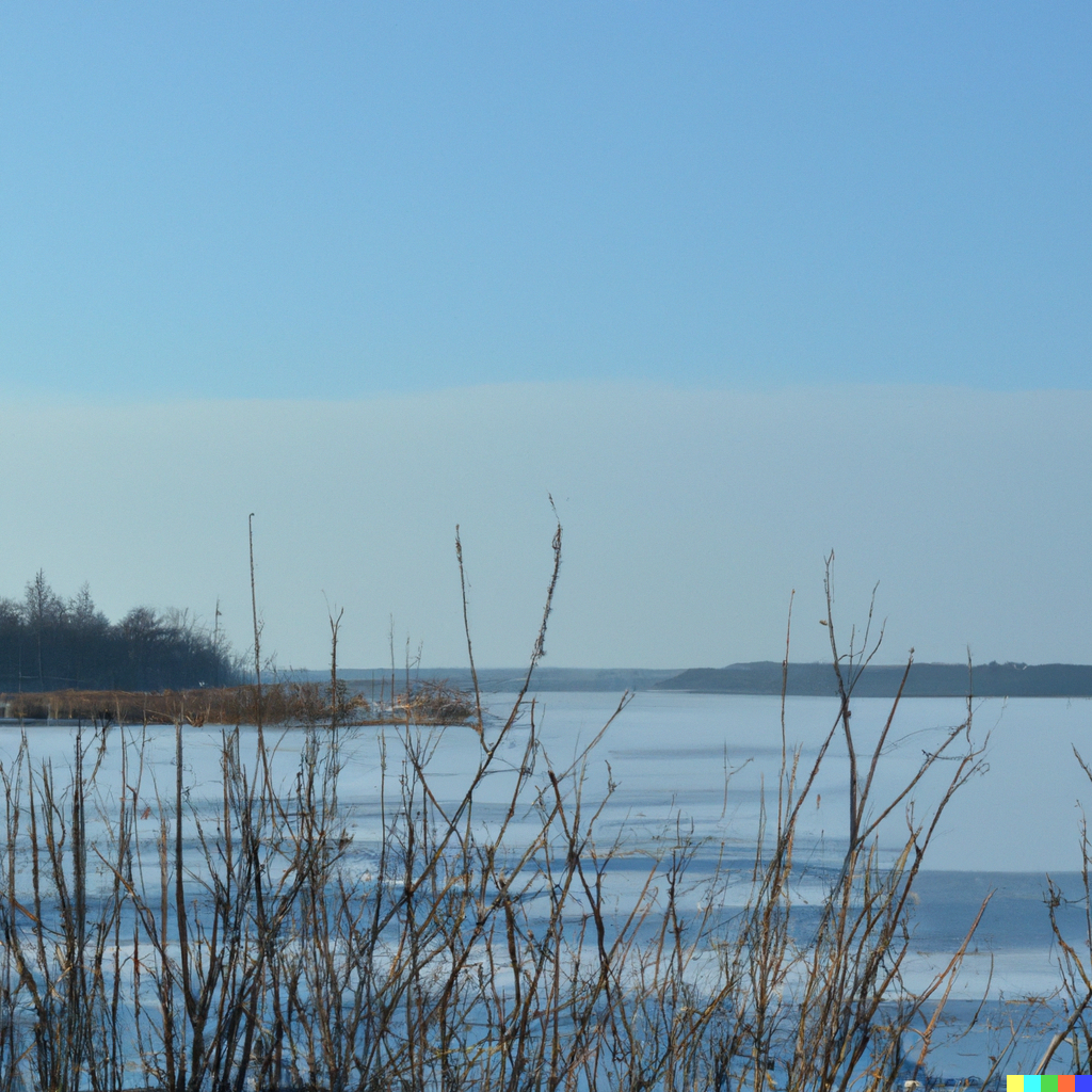 En frusen sjö på vintern