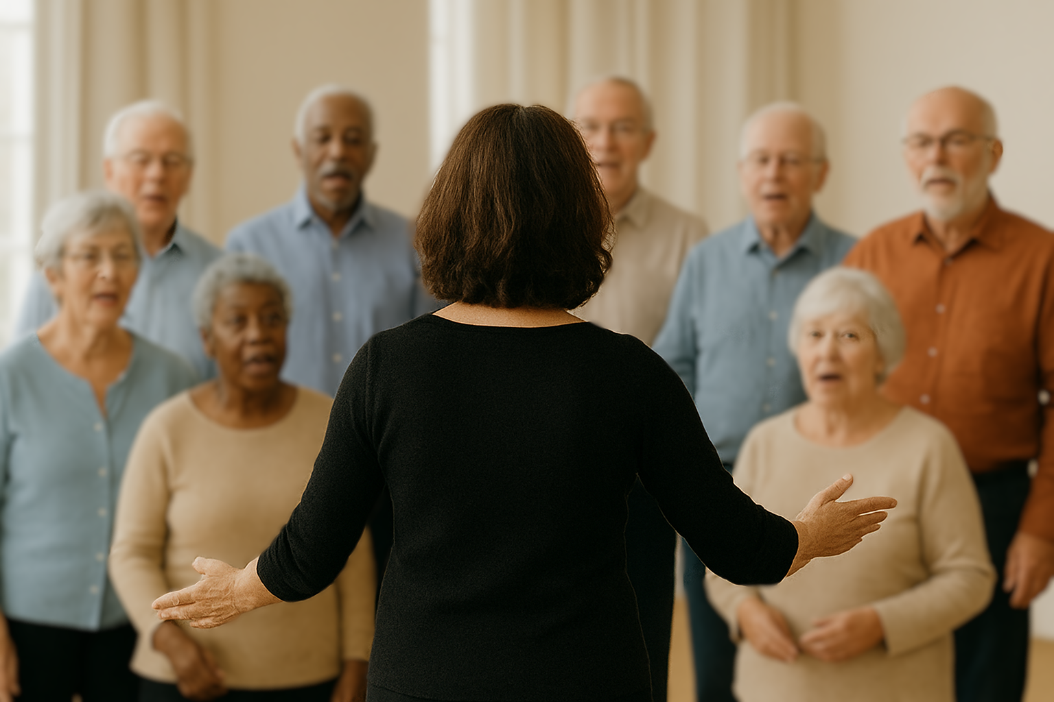 Pop-up för seniorer sjung i kör