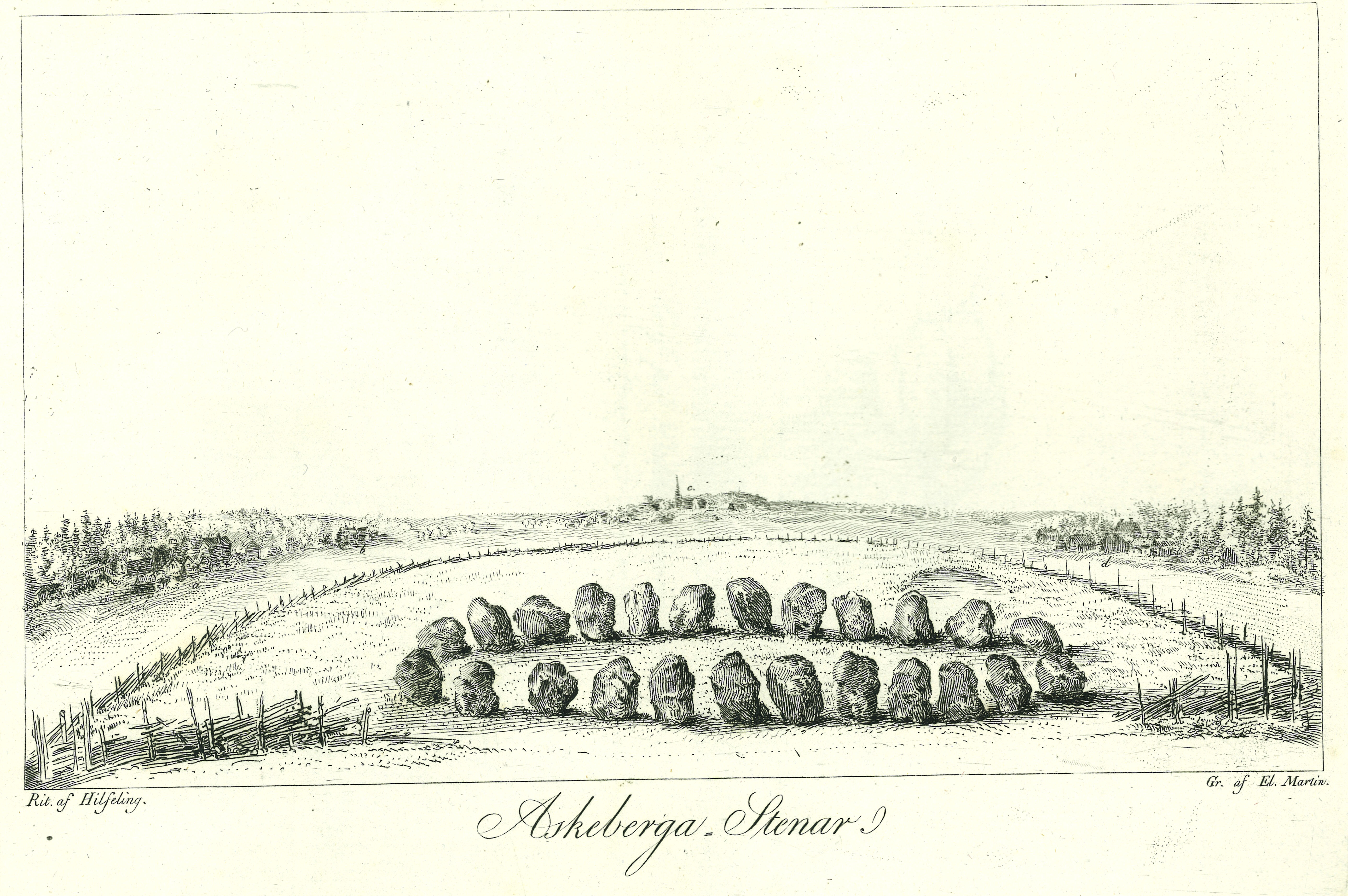 Teckning från 1700-talets slut målad av Carl Gustaf Hilfeling. 