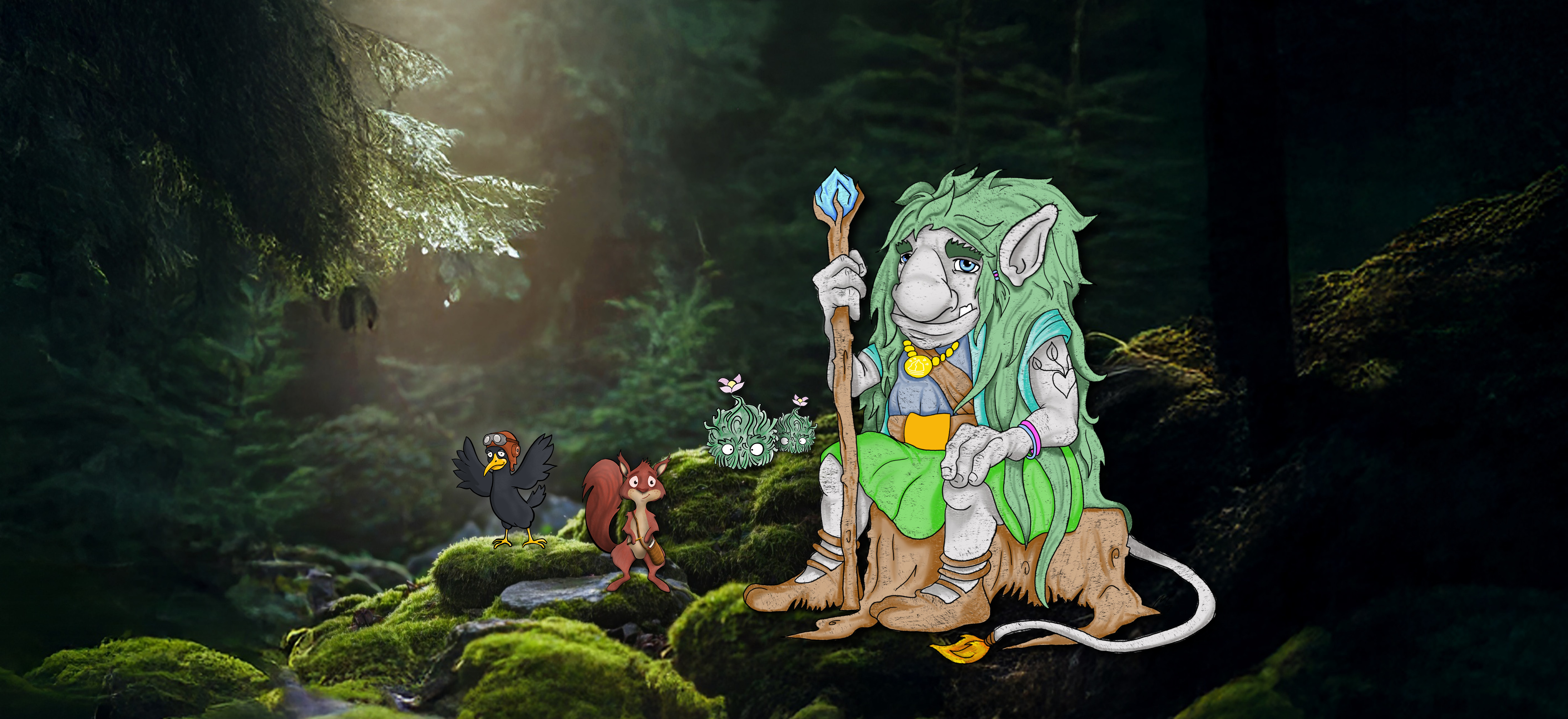 En bild på Billingetrollet och hans vänner