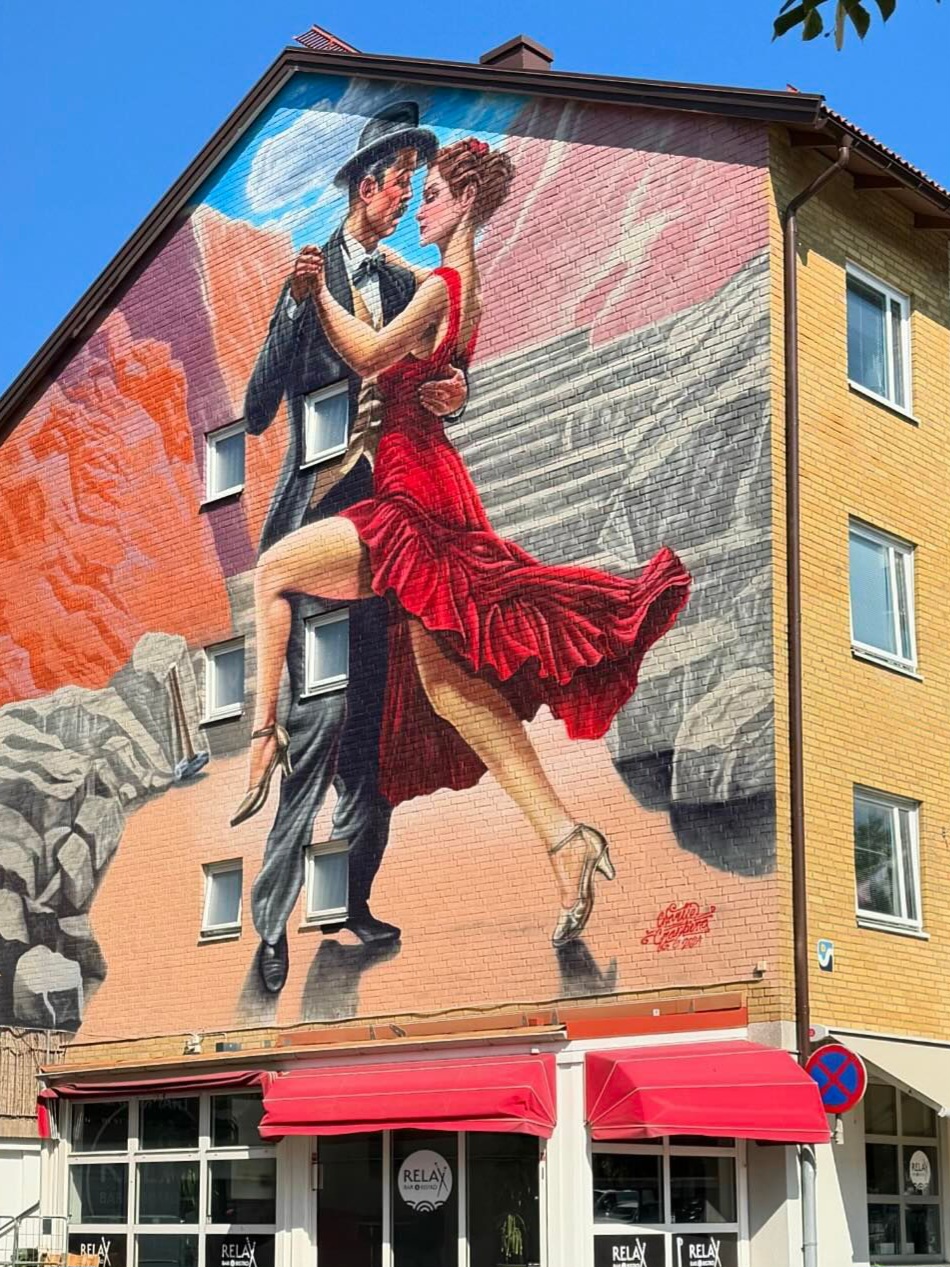 Väggmålning Tango, dansande par