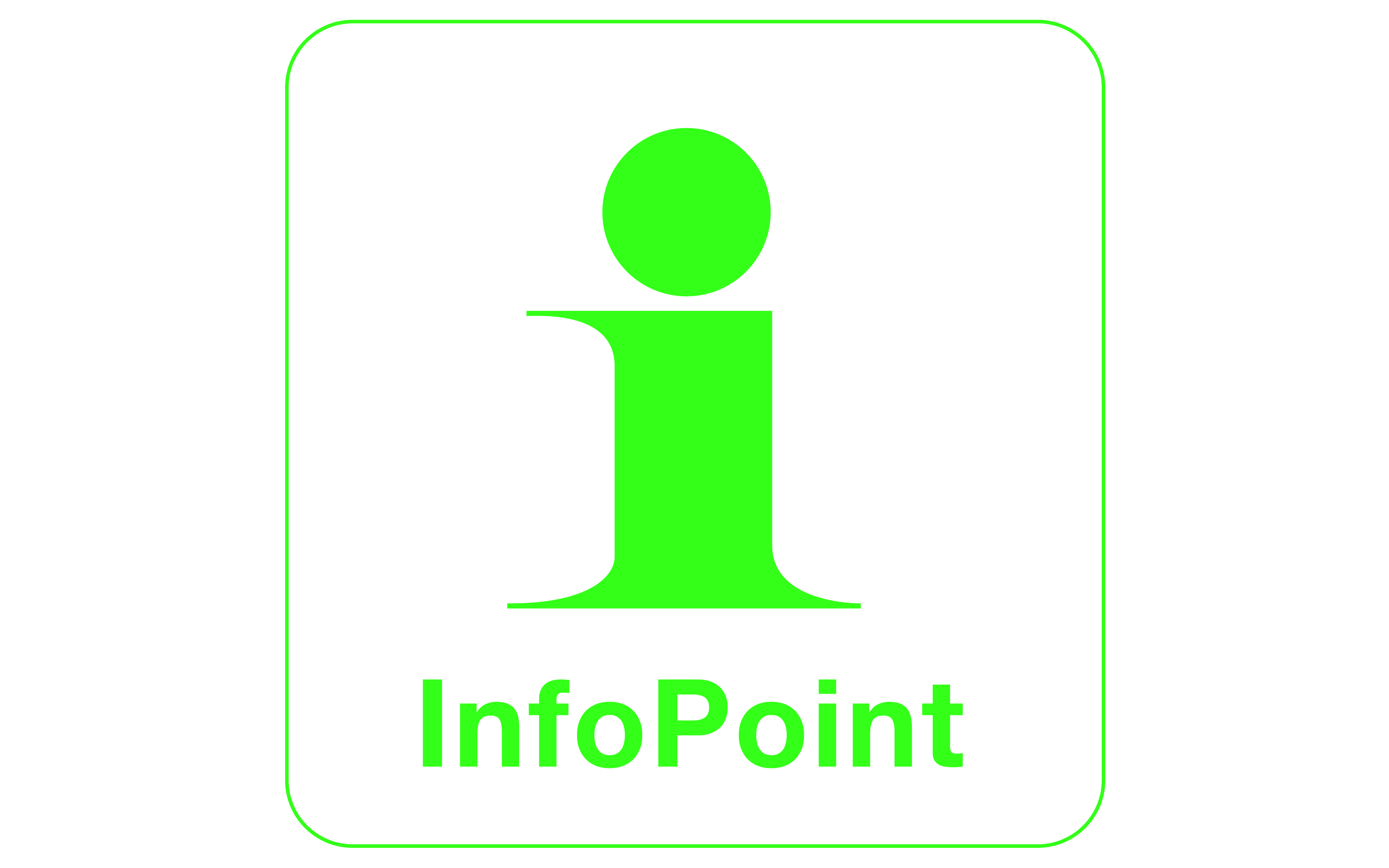 Vit skylt med grön text, InfoPoint
