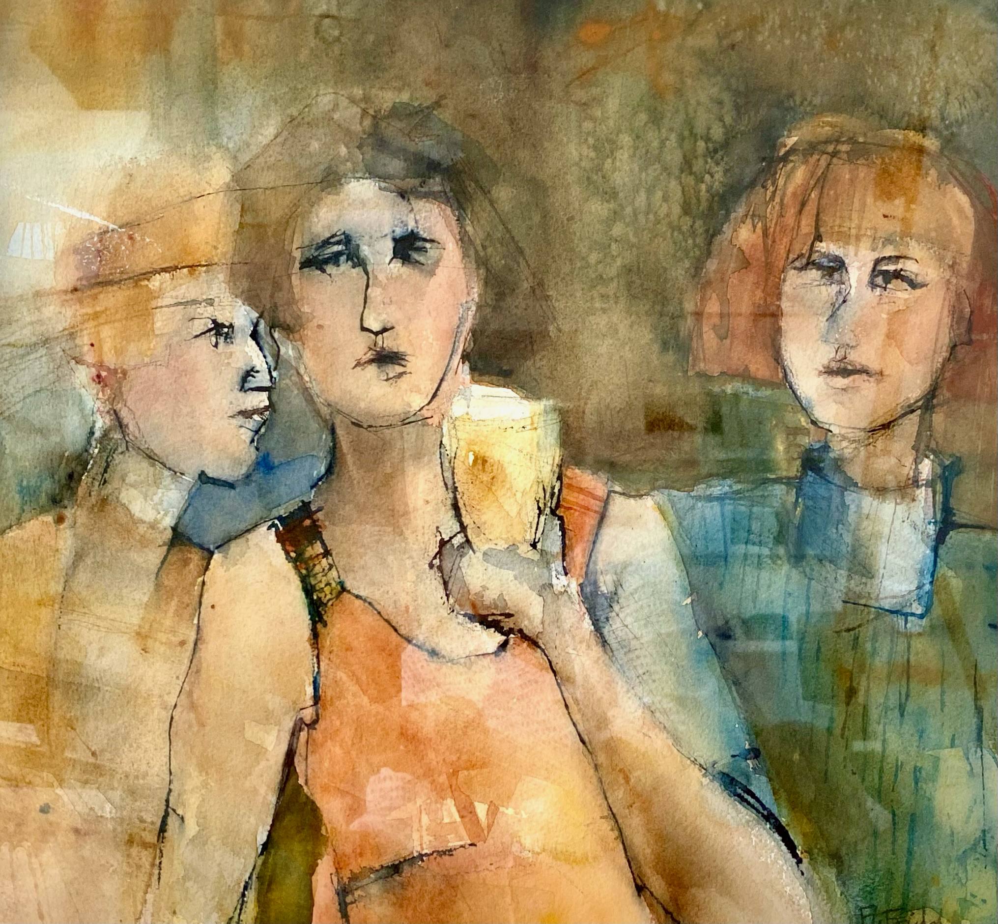 Målad bild på tre kvinnor