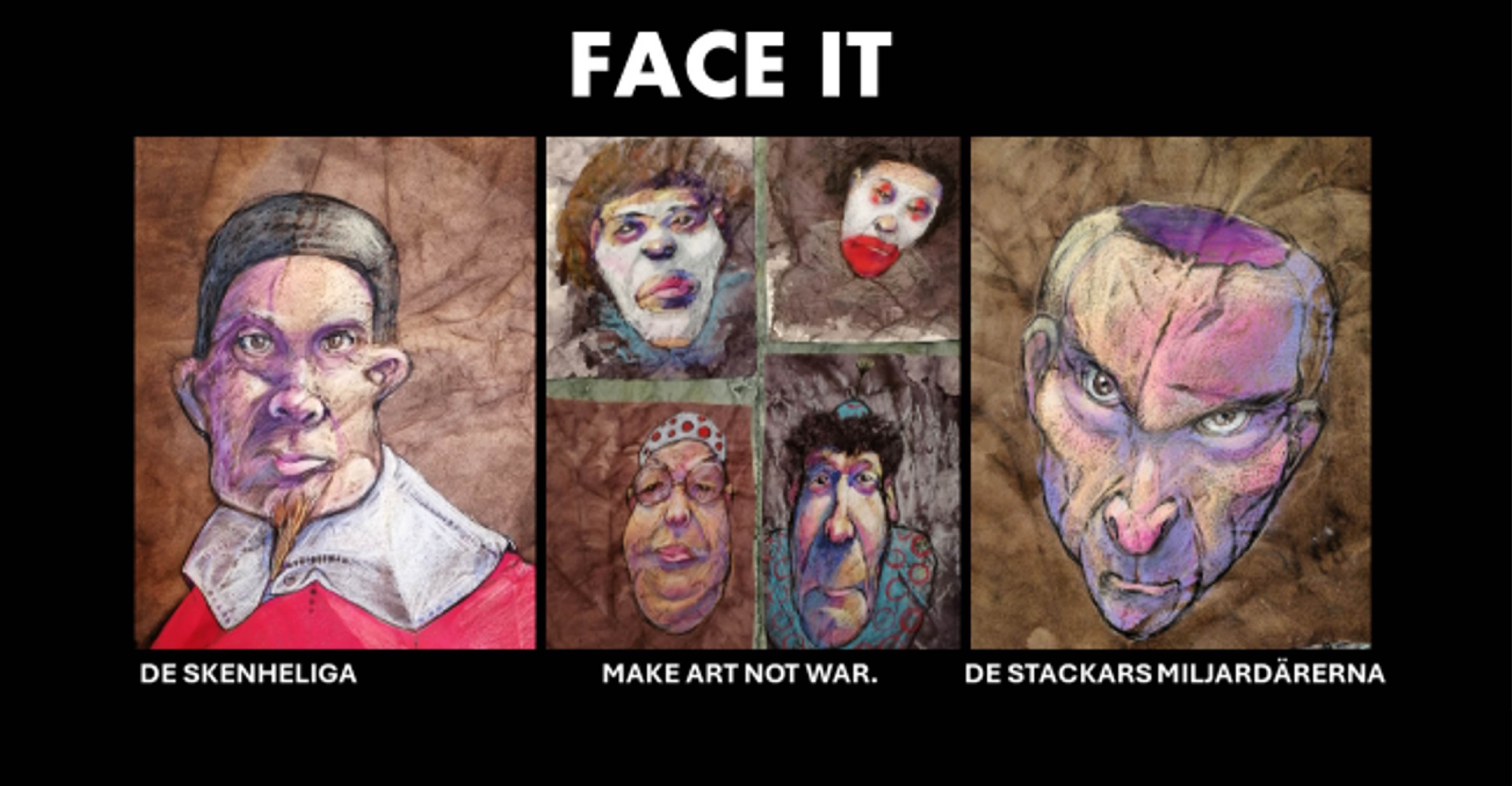 Målade ansikten från utställningen Face it