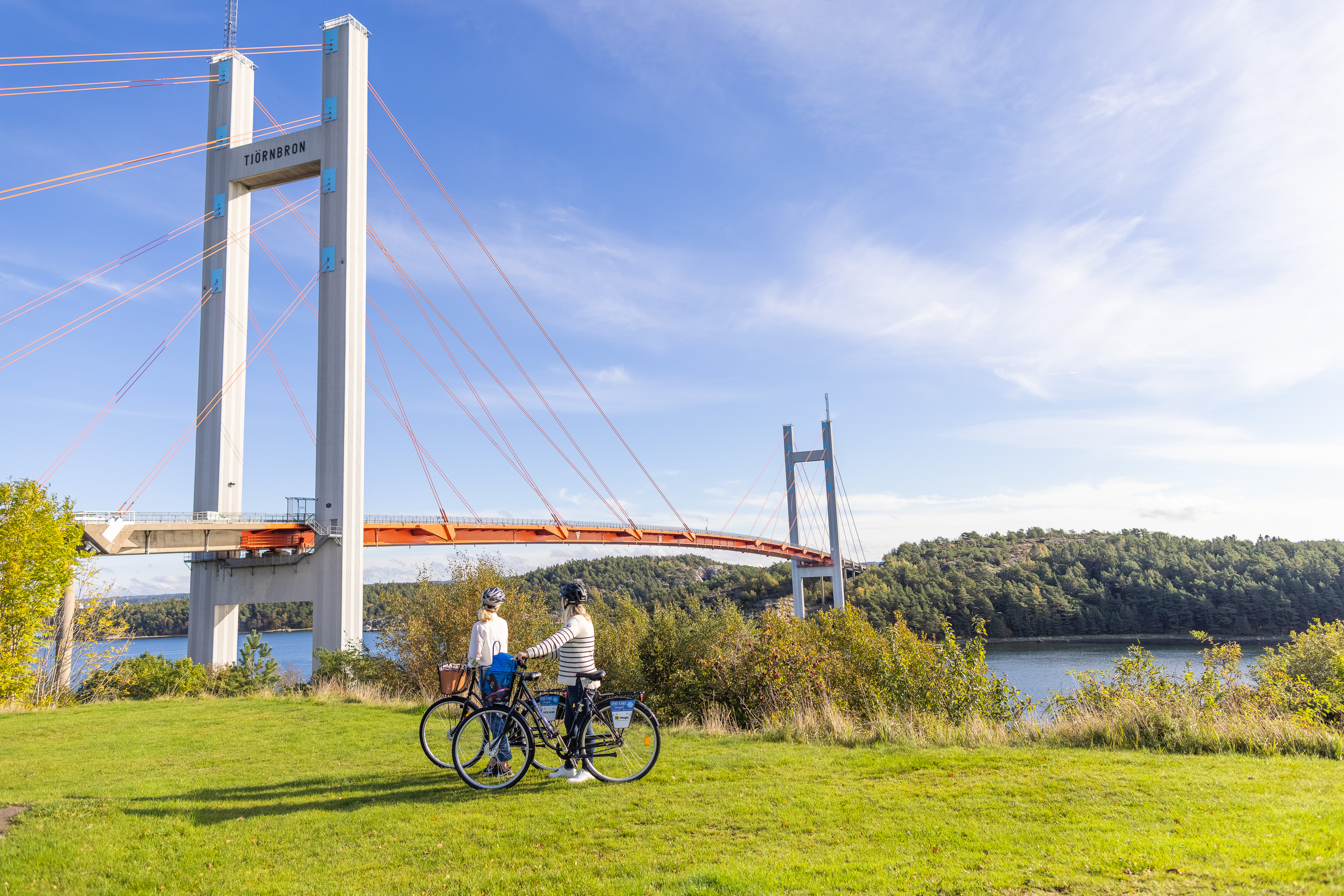 Cykla över tjörnbron