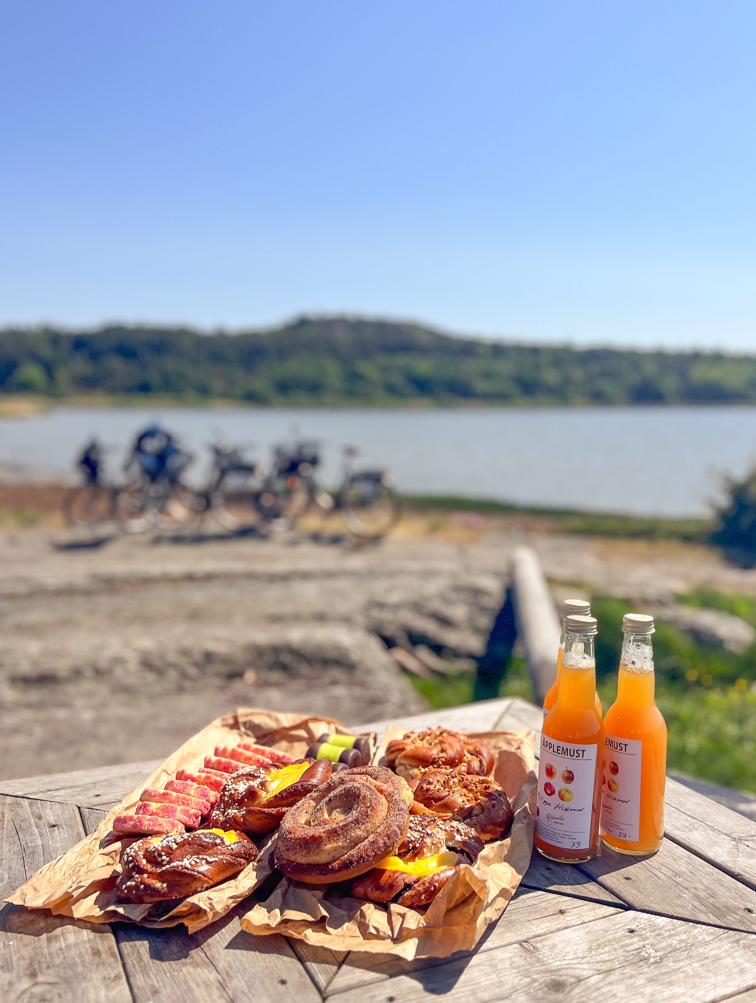 Fika längs med leden mellan nordiska akvarellmuseet och skulptur i pilane 