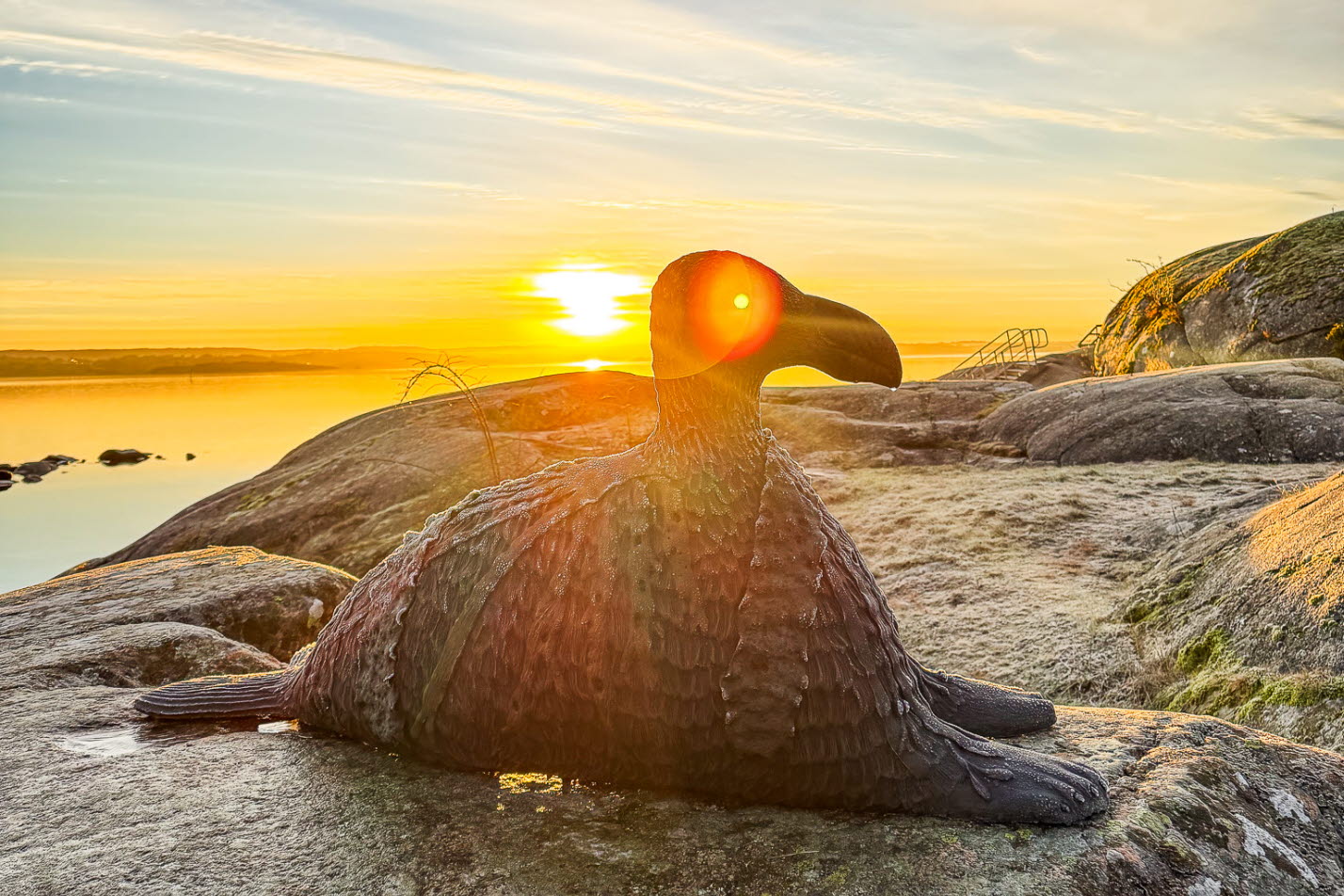Skulpturen Fjordvätte på badplatsen Låka