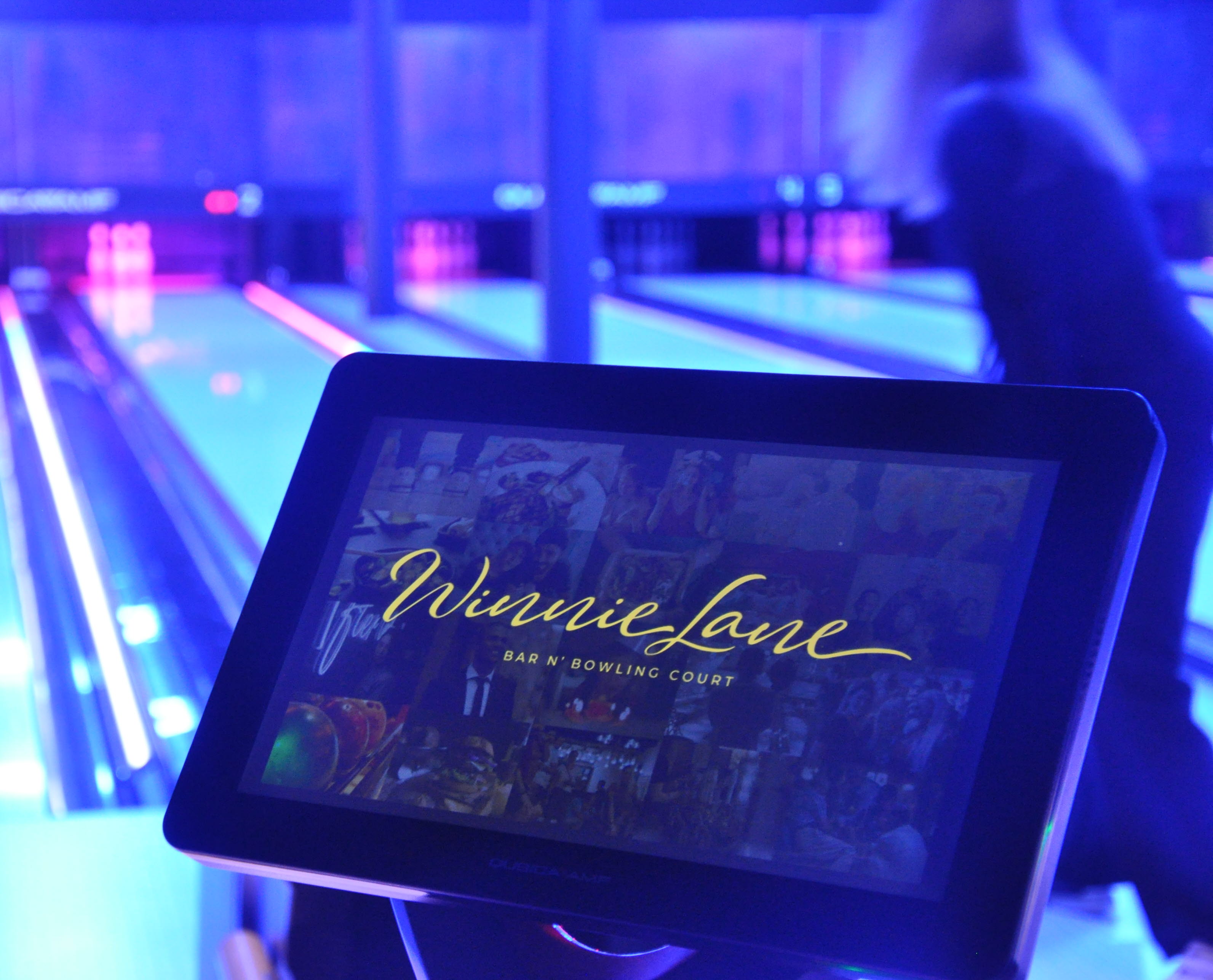 bowling court in neon lights
