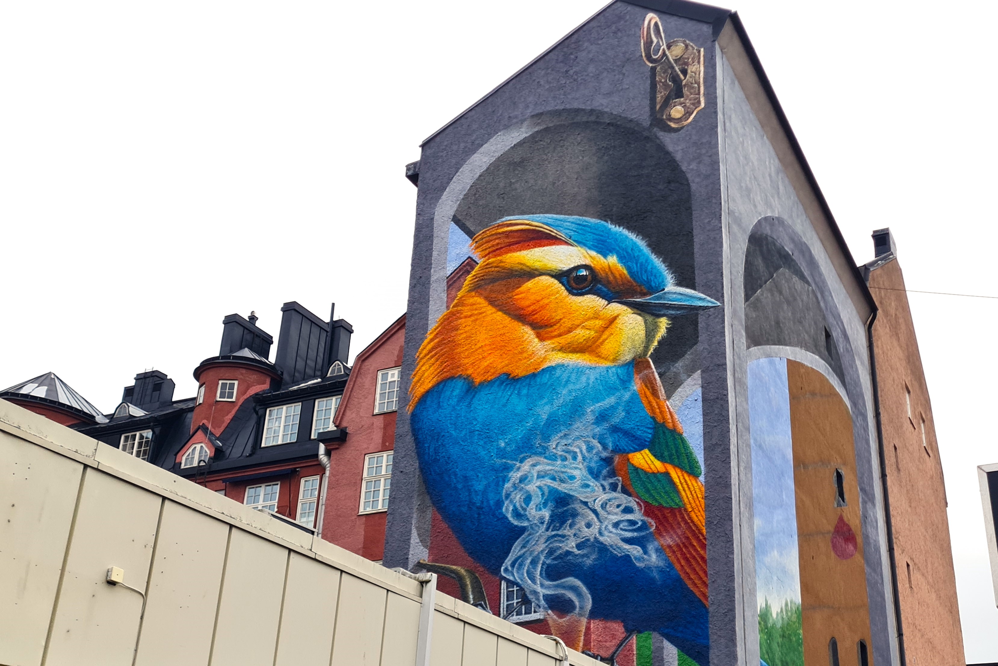bird painting on house wall