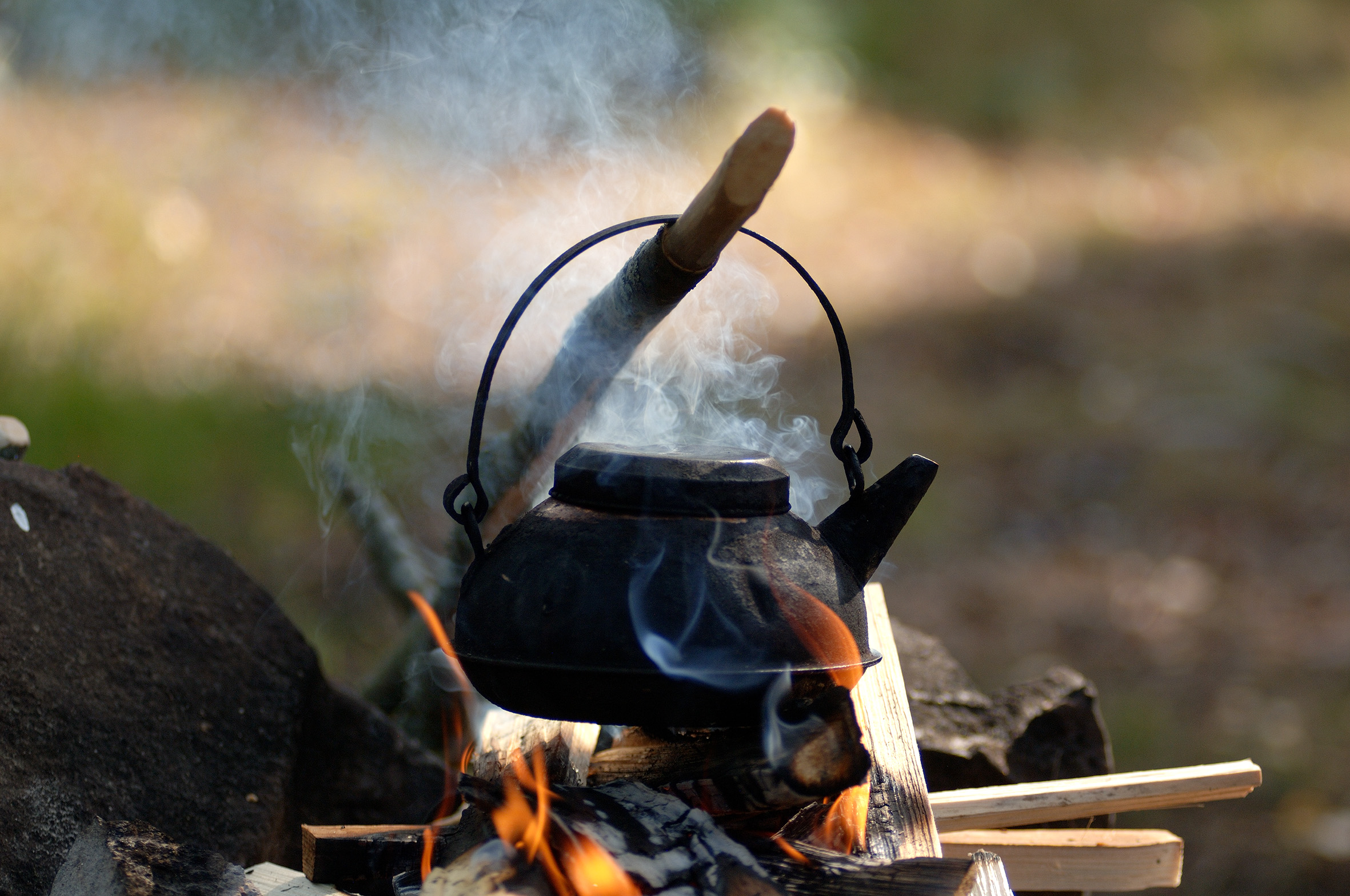 Kettle over an open fire