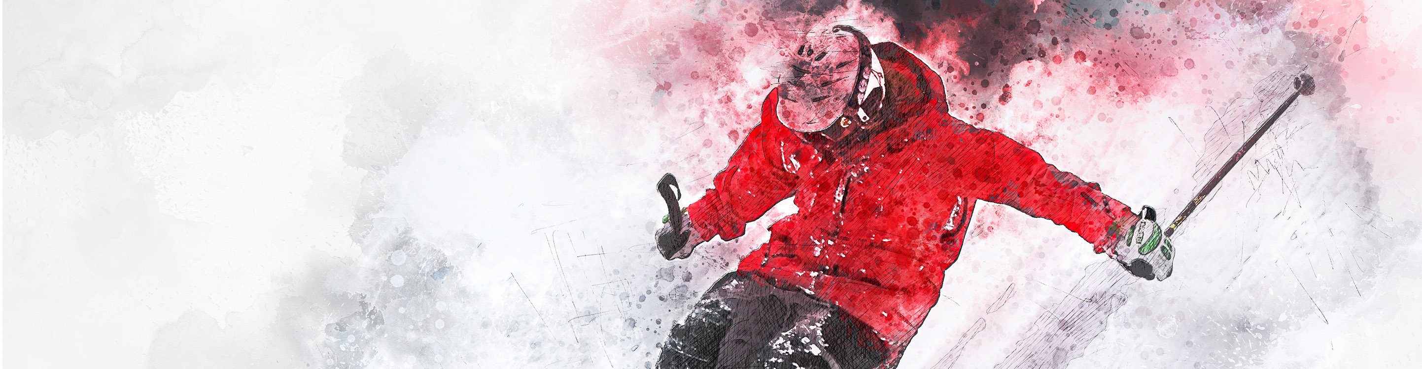 Tecknad bild av en ungdom som åker skidor.