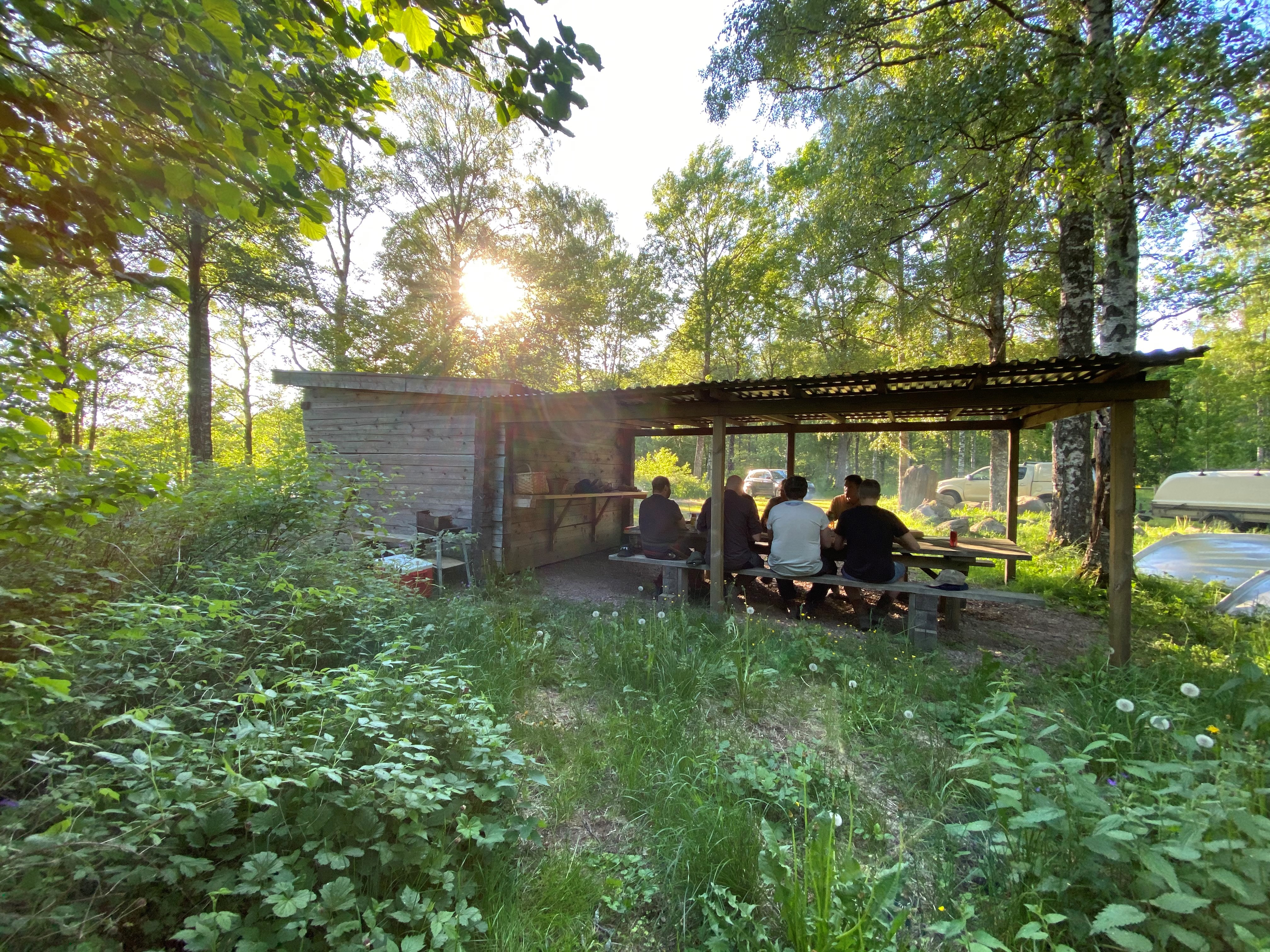 People sitting down outside