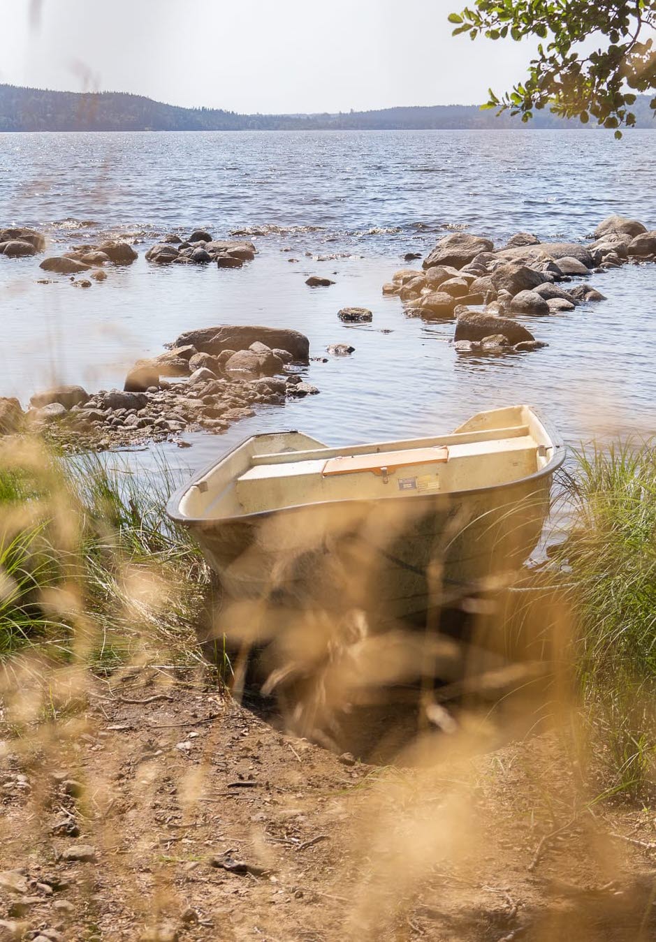Båt längst vildmarksleden. I sjön Jogen. 