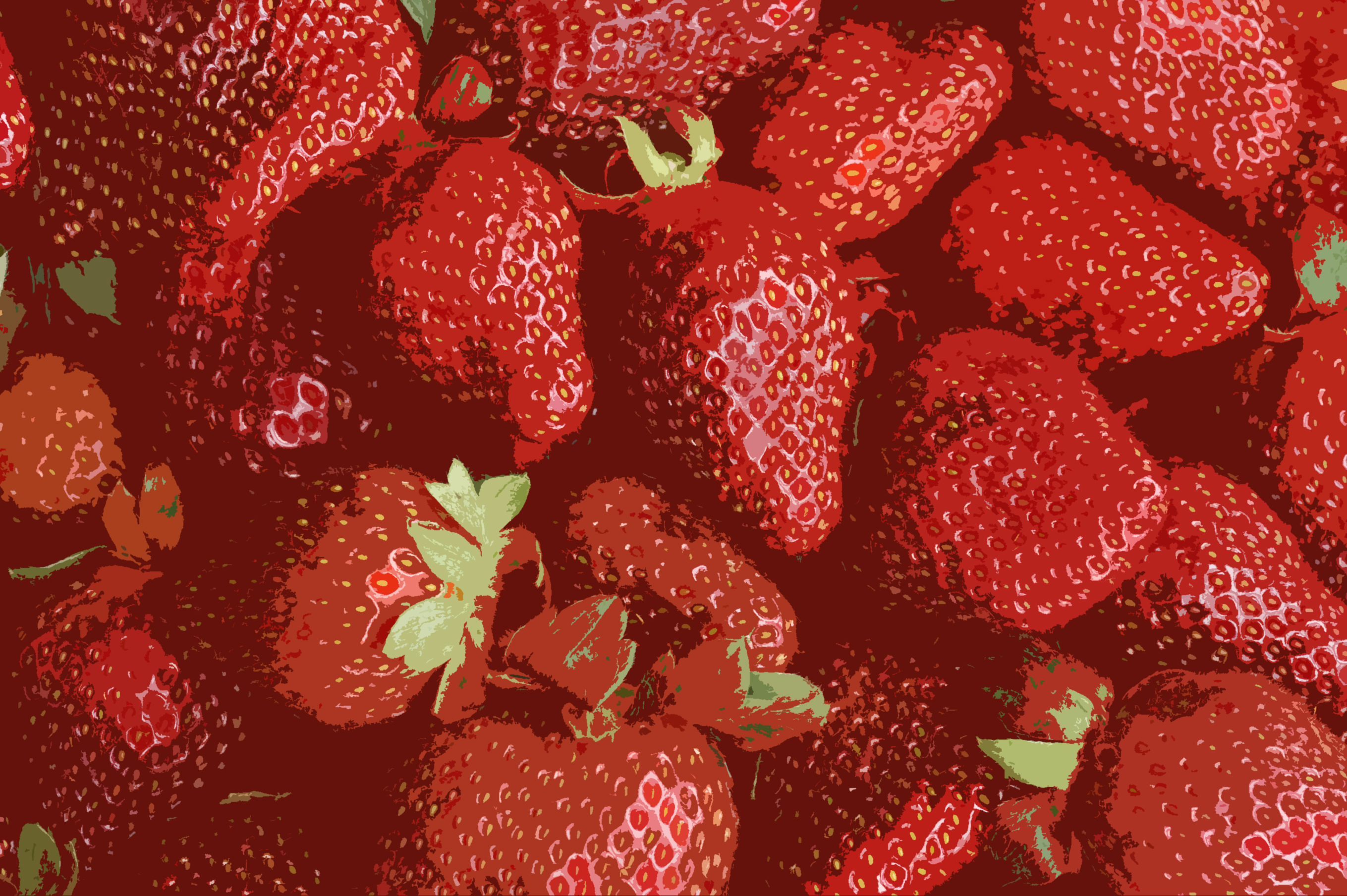 Illustrerade röda jordgubbar.